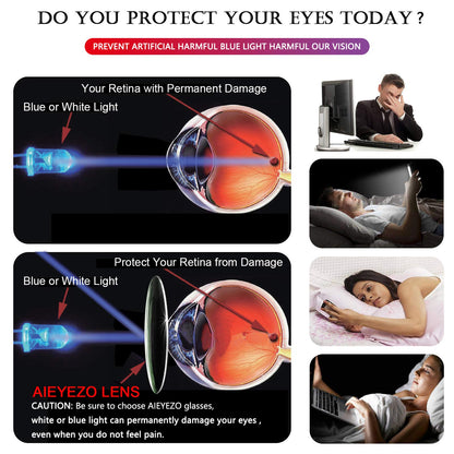 AIEYEZO Thick Frame Blue Light Glasses Men Women, Fashion Square Computer Eyeglass Anti Eyestrain & Prevent Headache (Amber)