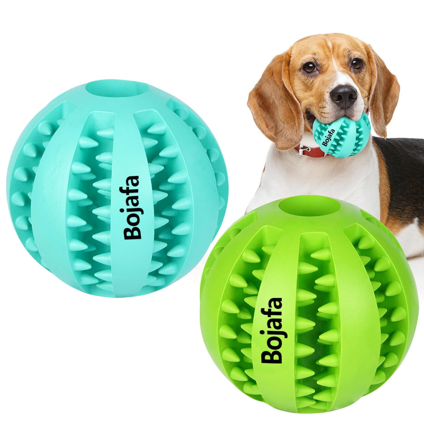 Bojafa Treat-Dispensing Dog Toys: Durable Rubber Puppy Toys for Boredom - Dog Treat Balls for Small & Medium Breed Indoor Play (2pack)