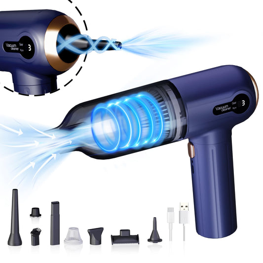 Handheld Car Vacuum Cleaner, 15KPa Mini Cordless 4000mAh Vacuum Cleaner with LED Light, Digital Display & 3 Speeds, 80W High Power 3-in-1 Portable Vacuum with 7 Nozzles, for Car, Home, Office, Pet