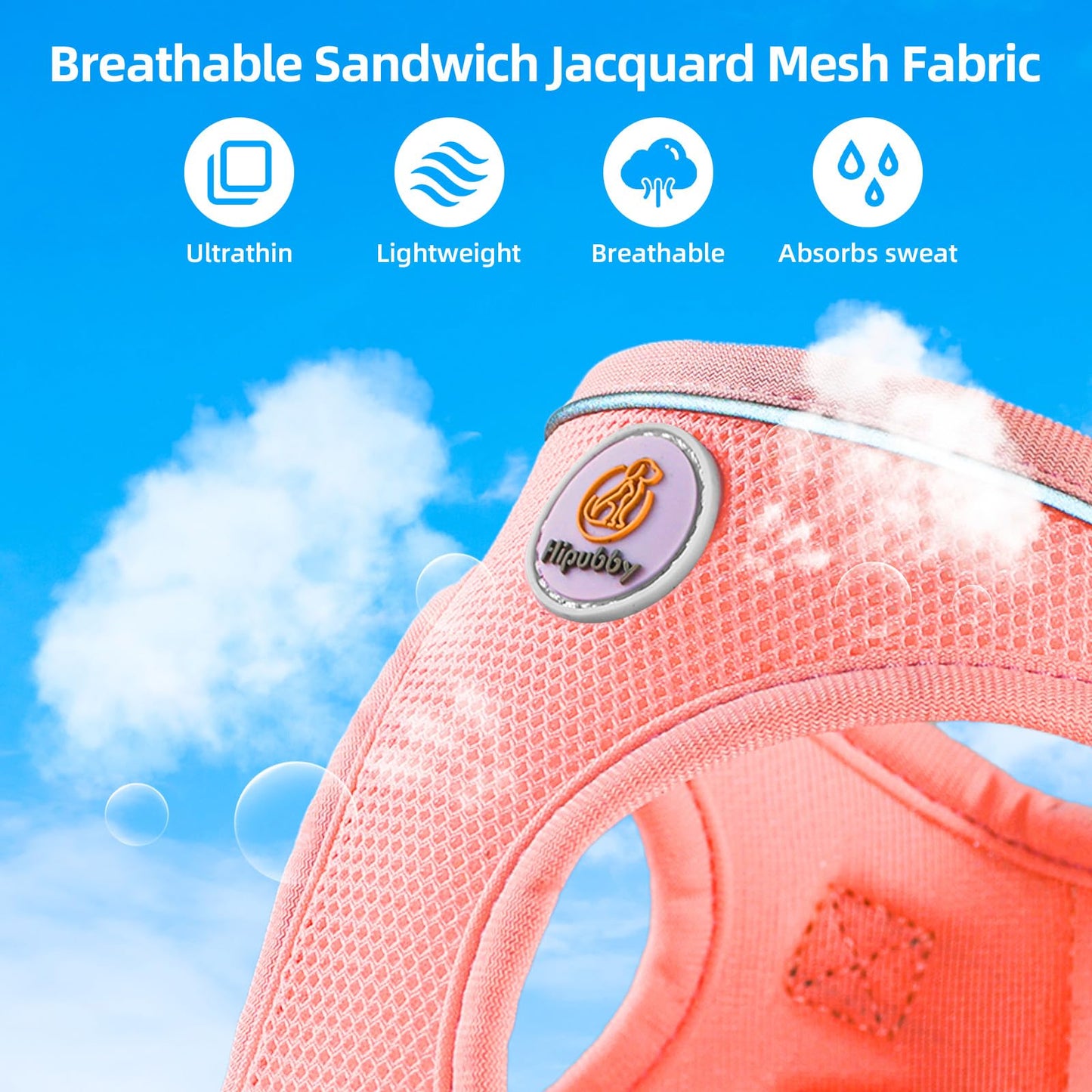 Hipubby Dog Harness and Leash Set, No Pull Soft Mesh Puppy Harness for Small Medium Dogs, Cats - Step in Adjustable Reflective Pet Harness with Buckle and Double D-Rings - Pink, XS