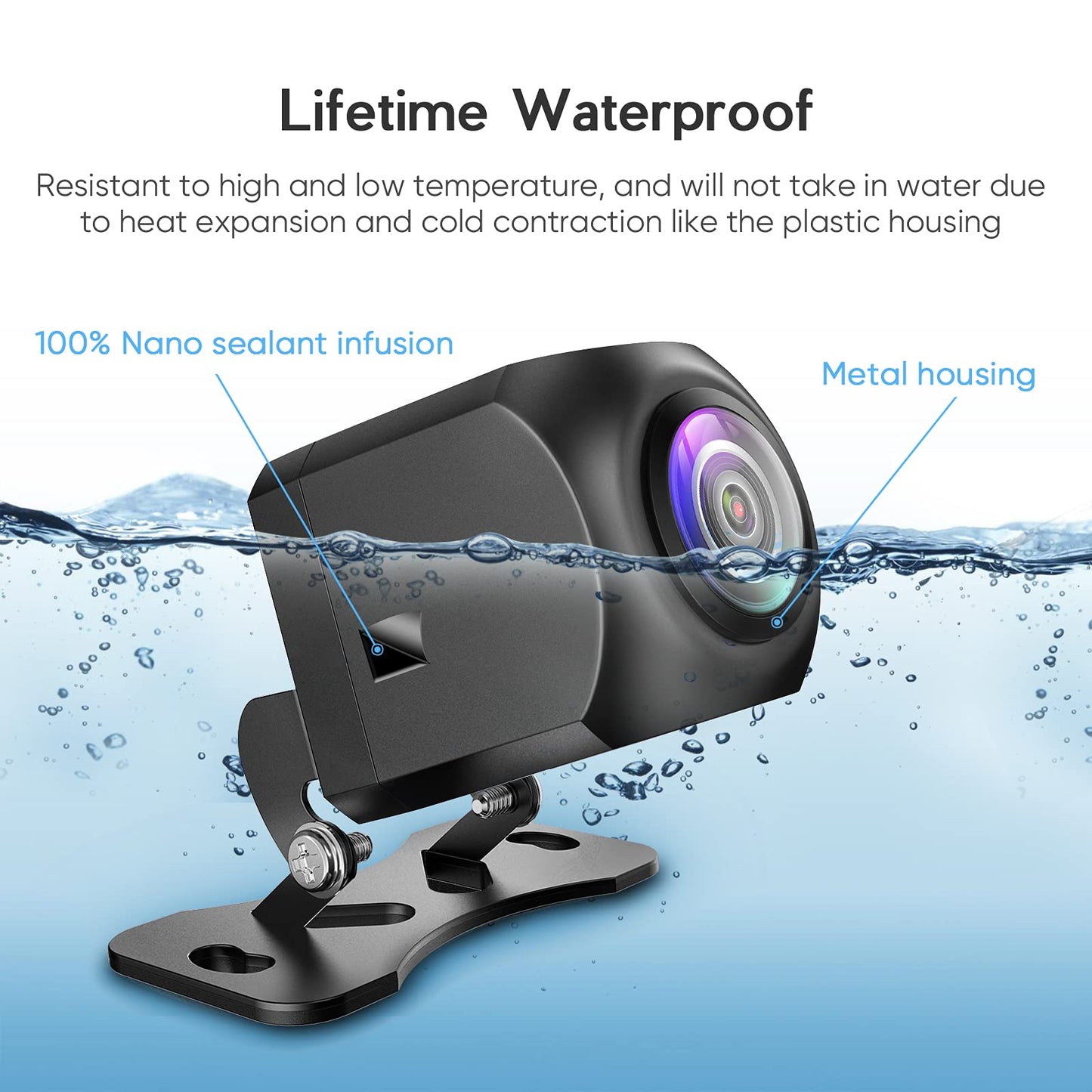 HD Backup Camera,Metal Housing 170 Degree Wide View Angle License Plate Rear View Camera for Car,Clear Night Vision IP69 Waterproof Rearview Universal Reverse Cam Kit for Vehicle SUV RV Pickup