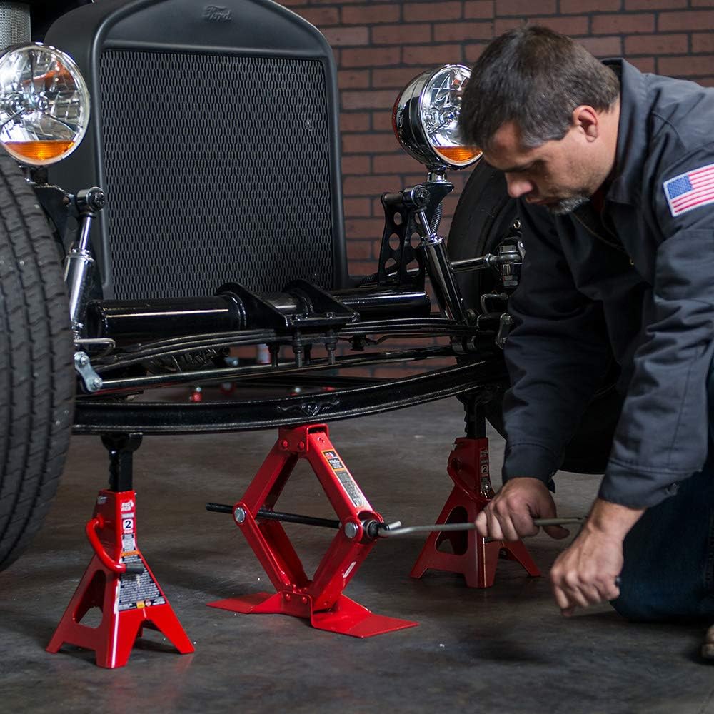 BIG RED T10152 Torin Steel Scissor Lift Jack Car Kit, 1.5 Ton (3,000 lb) Capacity, Red