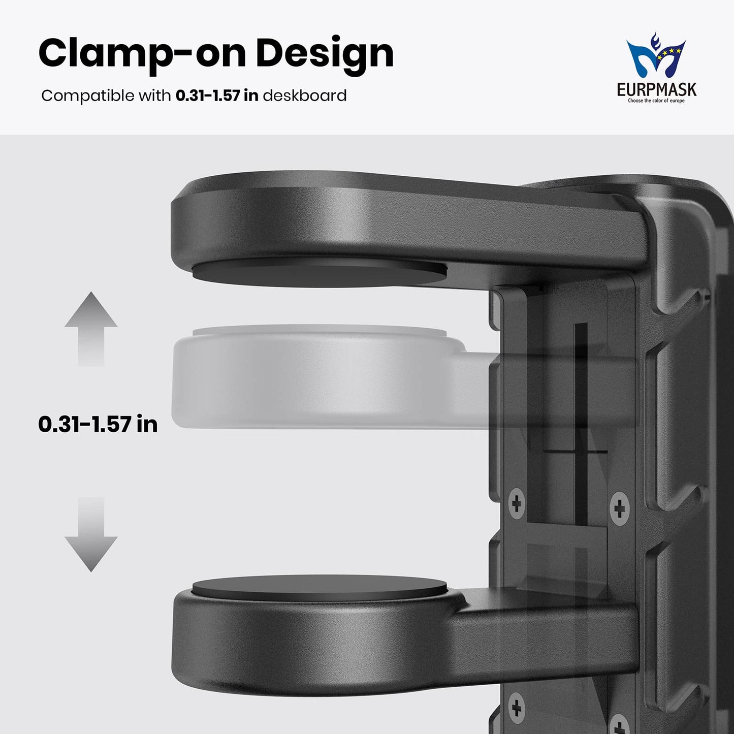 3-in-1 PC Gaming Headset&Controller Holder - EURPMASK Headphone Stand w/Adjustable Clamp&2 Controller Holder&Rotating Arm&Cable Organizer, Universal PC Gaming Accessory Controller Headset Stand-Black