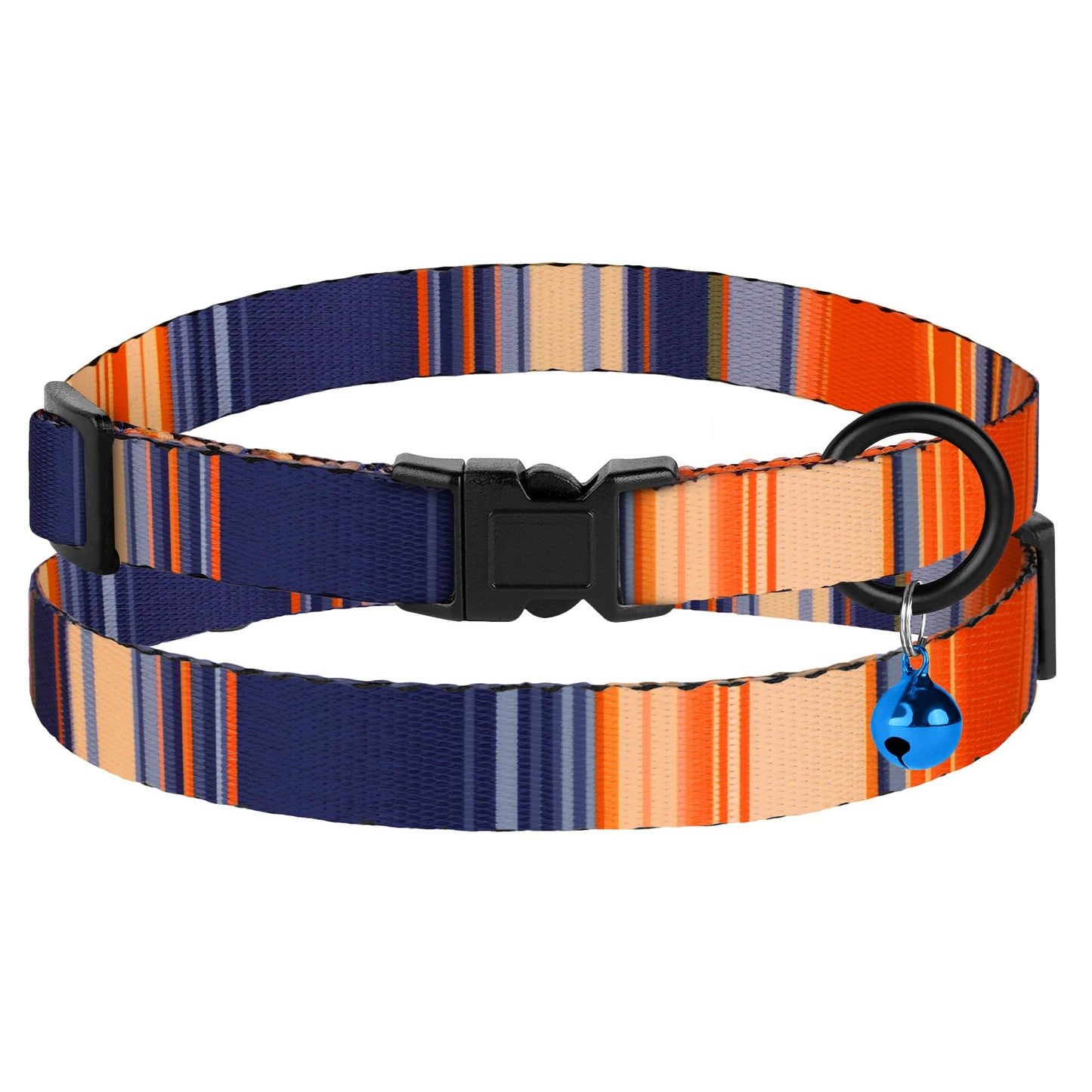 4PCS Breakaway Cat Collars with Bell, Cute Kitty Adjustable Safe Kitten Collars, 4-Pack, Nylon Pet Collars Tribal Striped Aztec Print (Striped)