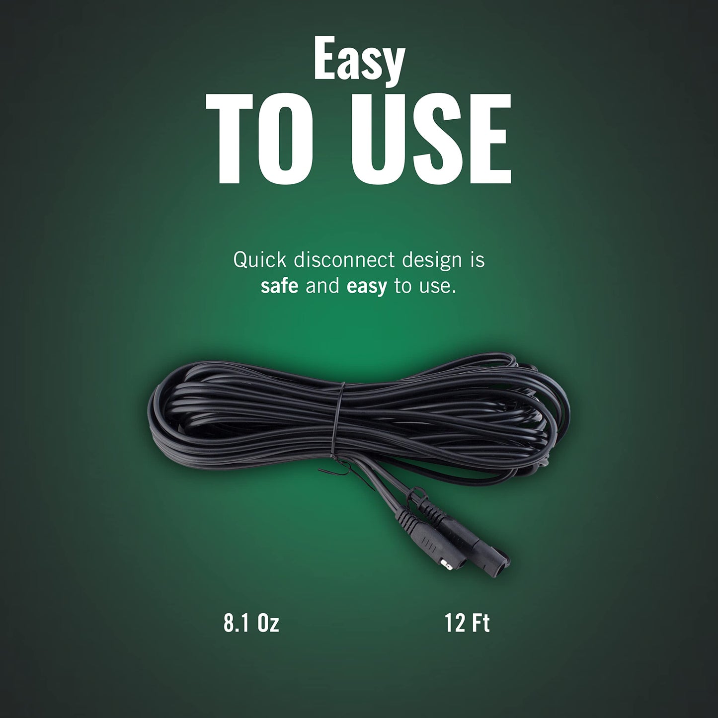 Battery Tender 12 Foot Extension SAE Cable - Designed for Use with Battery Tender Chargers - Quick Connect Plugs for Easy Connection to Motorcycle, Cars, ATVs and More - 081-0148-12