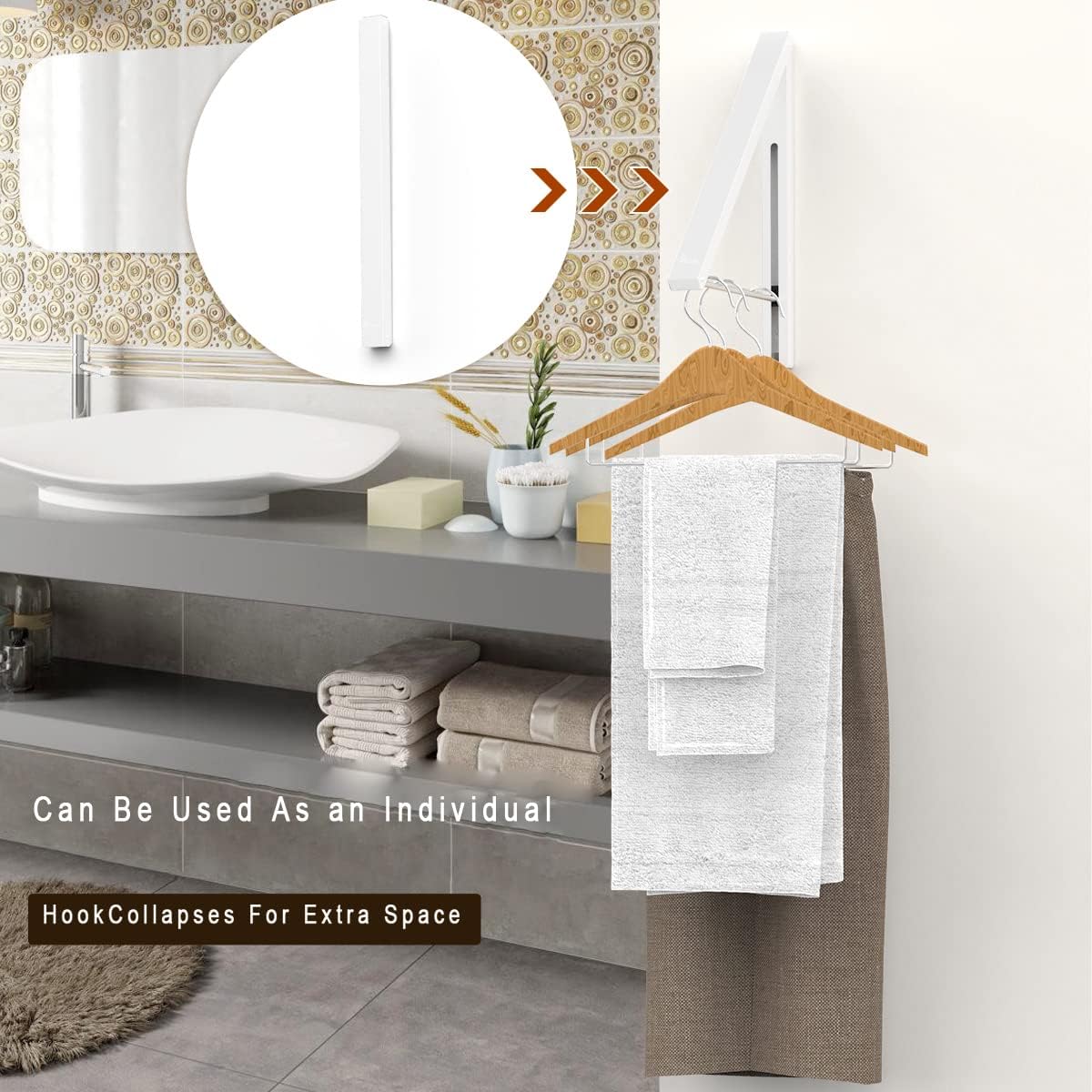 Anjuer Drying Rack Wall Mounted Clothes Hanger Folding Wall Coat Racks Aluminum Home Storage Organiser Space Savers