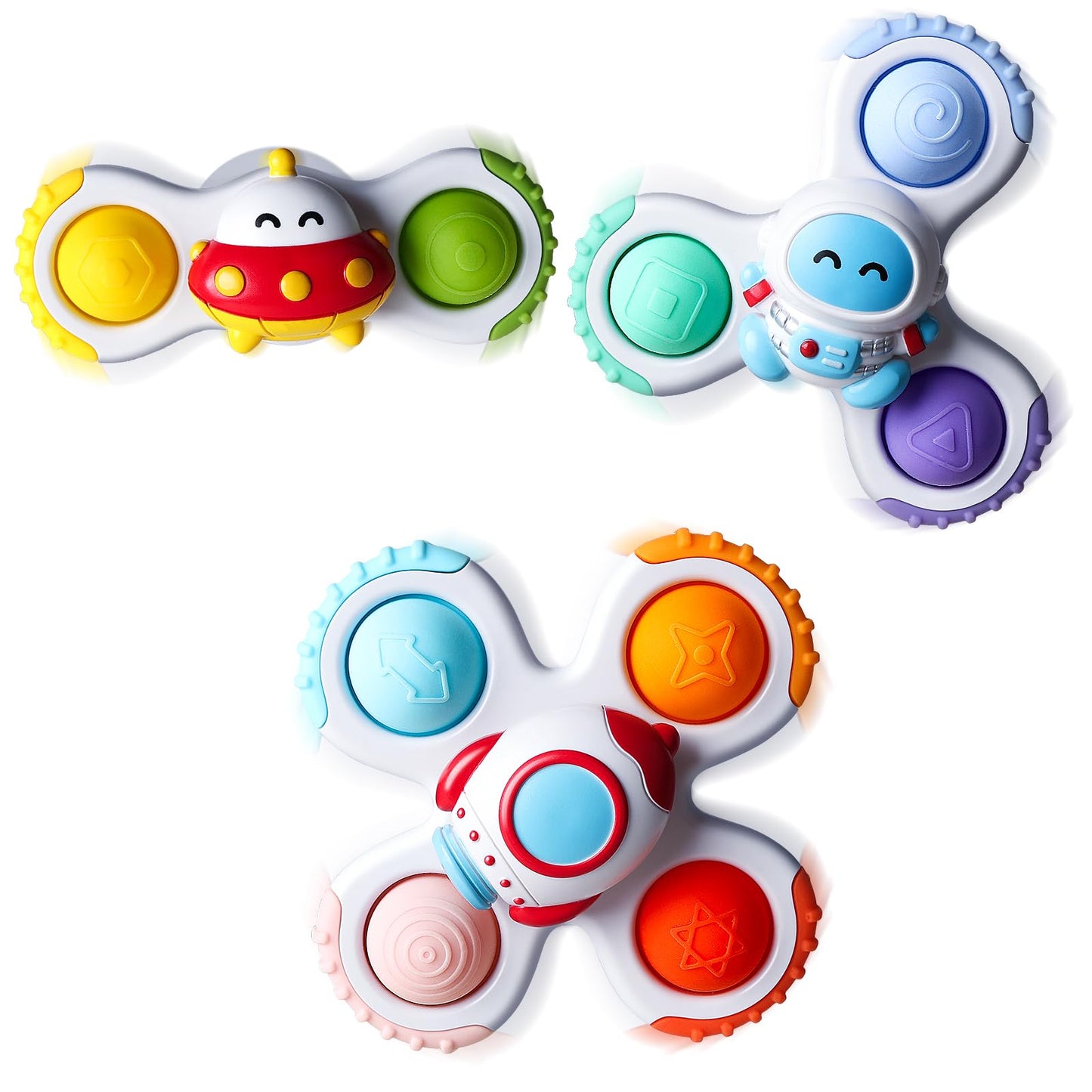ALASOU 3PCS Pop Suction Cup Spinner Toys for 1 Year Old Boy Girl|Novelty Spinning Tops Toddler Toys Age 1-2|Sensory Baby Bath Toy for Toddlers 1-3|12 18 Months Boy Birthday Gift for Infant