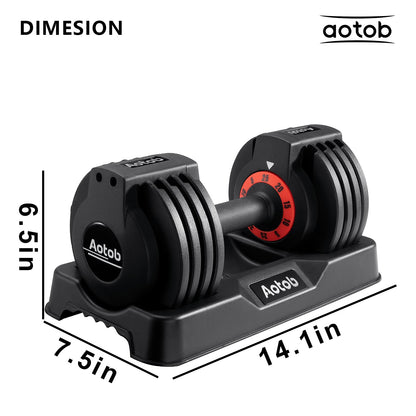 AOTOB 25 lbs Adjustable Dumbbell Set - Pair with Anti-Slip Fast Adjust Turning Handle, Suitable for Men and Women, Ideal for Home Gym Exercise