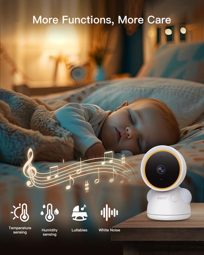 ARENTI 3MP Baby Monitor with 2 Cameras, 5-inch Split Screen Display, WiFi 6 Smartphone App, Night Vision, Cry Detection, Temp & Humidity Sensor, 2-Way Audio (D3 Set)
