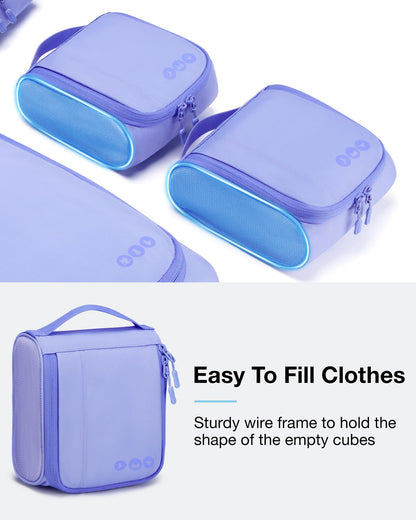 BAGSMART Keep Shape Packing Cubes for Travel, 6 Set Travel Cubes for Packing, Lightweight Suitcase Organizer Bags Set for Travel Essentials Very Peri