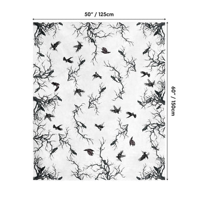 Horaldaily Halloween Flannel Blanket Throw, Crow Tree Soft Fuzzy Plush Cozy Fleece Blankets for Couch Sofa Bed Lounging, Ideal Gifts for Kids Adults Wife Self, 50x60