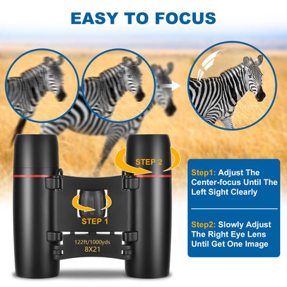 AHFLRITO Compact Binoculars, Lightweight Foldable Small Binoculars for Adults and Kids, Portable Waterproof for Bird Watching, Traveling, Theater, Opera, Concert, Hiking, Sightseeing