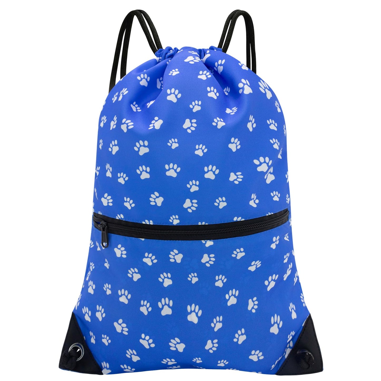 HOLYLUCK Drawstring Backpack Bag Sport Gym Sackpack (Blue background White Dog Paw Prin)