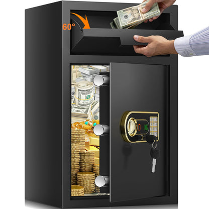 5.8 cu ft Large Fireproof Drop Safe Box for Business, Anti-Theft Money Drop Slot Safes with Digital Keypad and Spare Keys, Heavy-duty Cash Depository Lock Safe for Home Office Retail Store Business