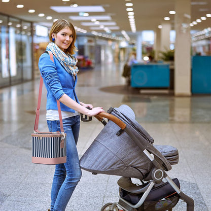 BABEYER Breastmilk Cooler Bag with Ice Pack Fits 6 Baby Bottles Up to 9 Ounce, Baby Bottle Bag with Shoulder Strap for Nursing Mom Daycare, Straps