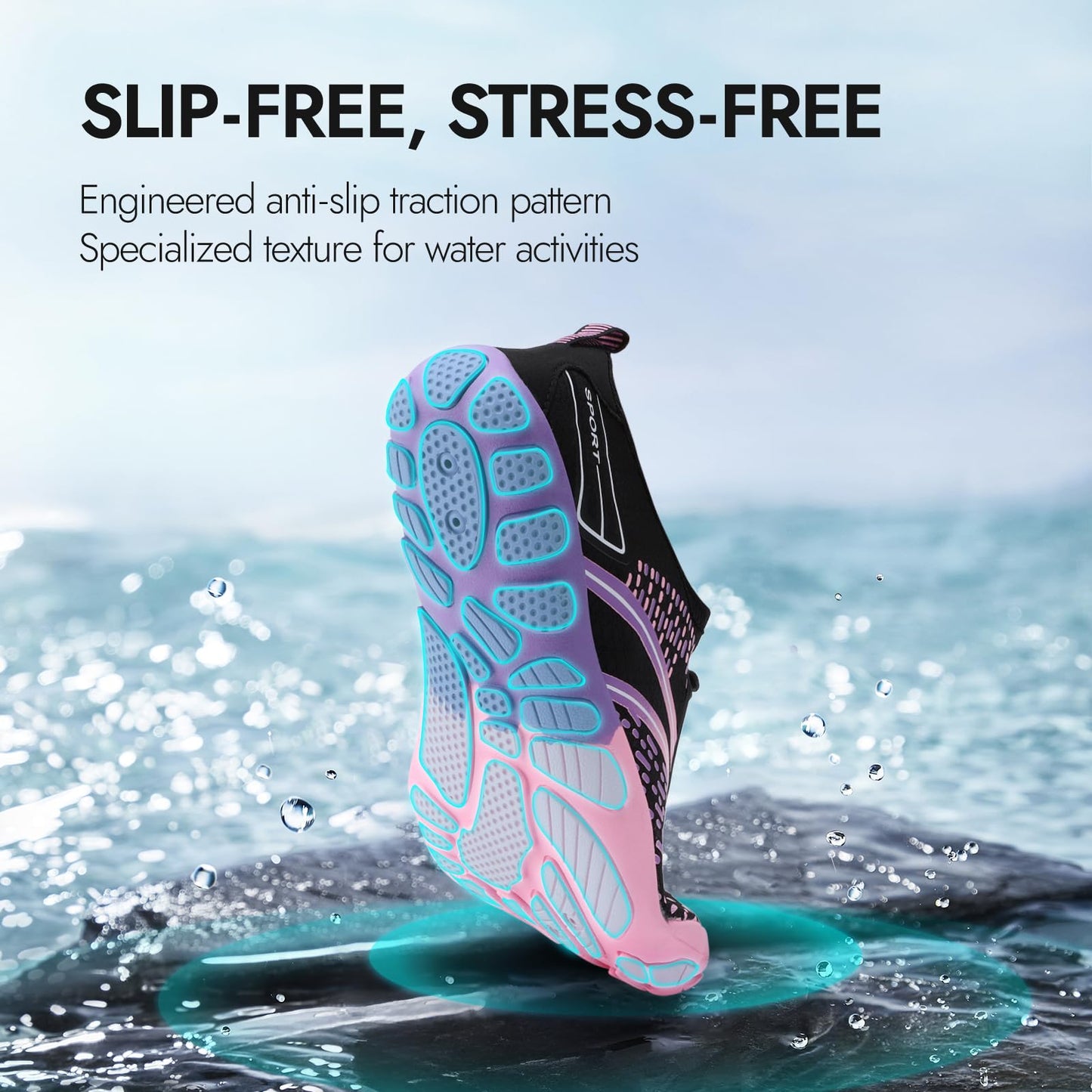 ATHMILE Hiking Barefoot Water Shoes for Women Men Beach Swim Aqua Pool River Quick Dry Athletic Wide Toe Outdoor Sport Kayaking Boating Rock Climbing Yoga Lake