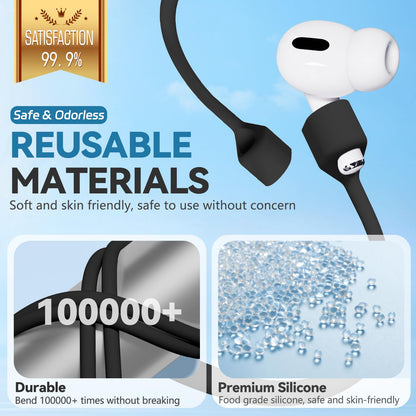 5 Pack Ultra Strong Magnetic AirPods Straps, Anti-Lost Cord for AirPods 4rd / AirPods Pro 1st and 2nd / AirPod 3rd /AirPod 1st and 2nd,Silicone Sports Lanyard and Ear Hook- 5 Straps + 2 EarHook