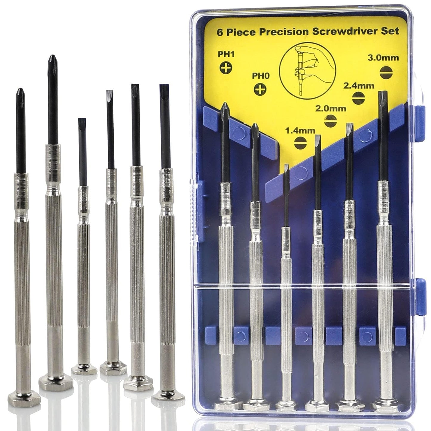 6 PCS Precision Screwdriver Sets, Eyeglass Repair Kit Screwdriver, Mini Screwdriver Set, Flat Head and Philips Head Screwdriver Sets, With 6 Different Sizes, Suitable For Watch, Electronic Repairs