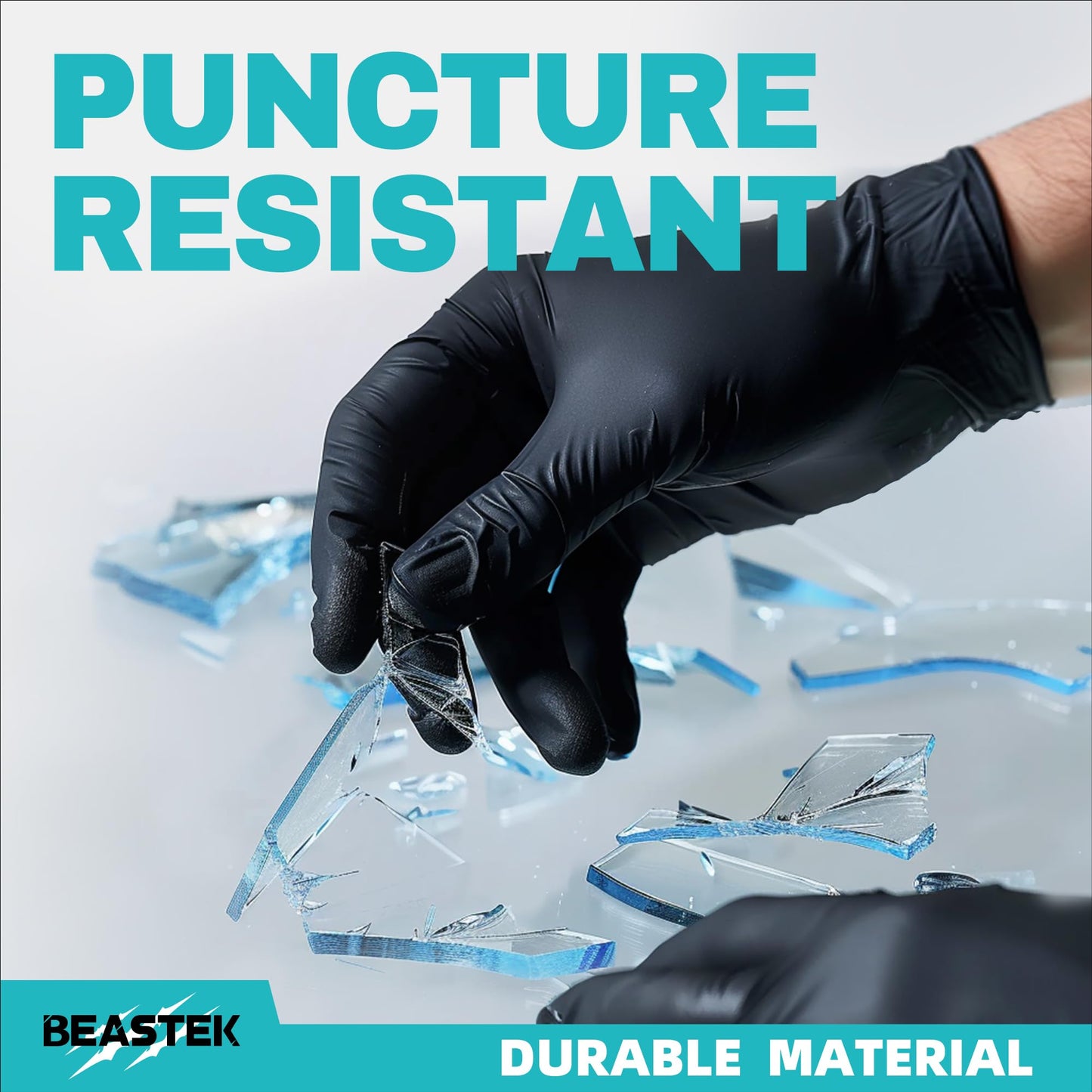 Beastek Black Nitrile Exam Gloves, 4.0 Mil, 100 Pcs Disposable Gloves Powder-Free Latex-Free for Medical, Cooking, Food-Safe (Large)