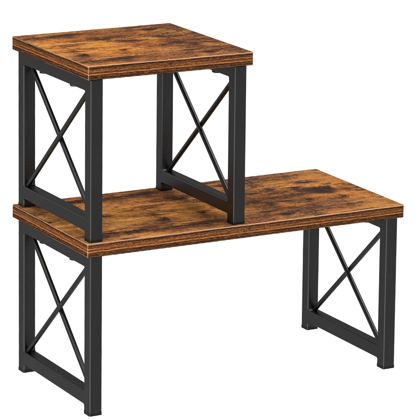 Honiter Desk Shelf, 15.7" Desktop Shelf Organizer, Freestanding Small Desktop Bookshelf, 2 Tier Independent Stackable Kitchen Counter Display Rack, Desk Hutch for Office, Dorm, Home