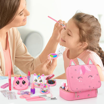 Heaning Kids Washable Makeup Girl Toys - Real Makeup Kit Kid Make up Set for Toddlers Children Princess Dress Up Christmas Birthday Gifts Toys for 3 4 5 6 7 8 9 10 11 12 Year Old Girls