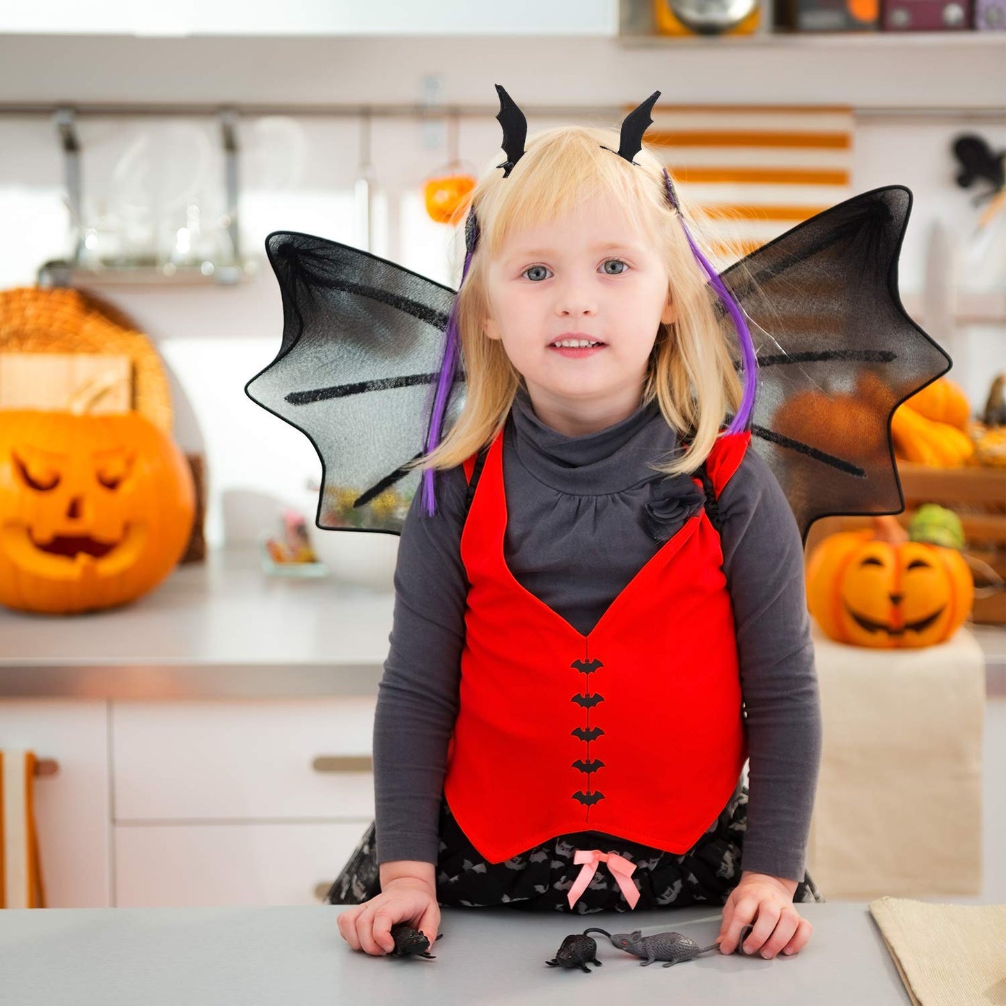 WILLBOND 4 Pairs Halloween Hair Clips Bat Wings Clip Devil Clips Hairpin Hair Accessories for Halloween Cosplay Party Costume Black