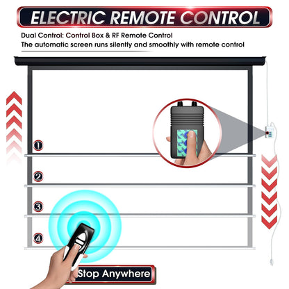 Aoxun 120" Motorized Projector Screen - Indoor and Outdoor Movies Screen 120 inch Electric 4:3 Projector Screen W/Remote Control