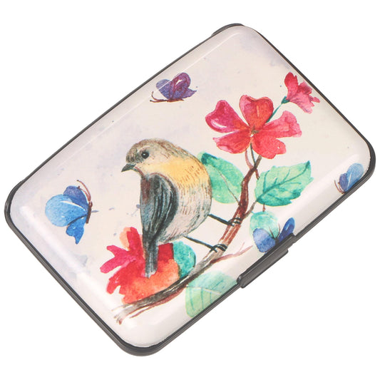 BOHONG Credit Card Holder Small RFID Blocking Wallet Business Metal Slim Mini Aluminum Hard Case for Women Men-A Bird