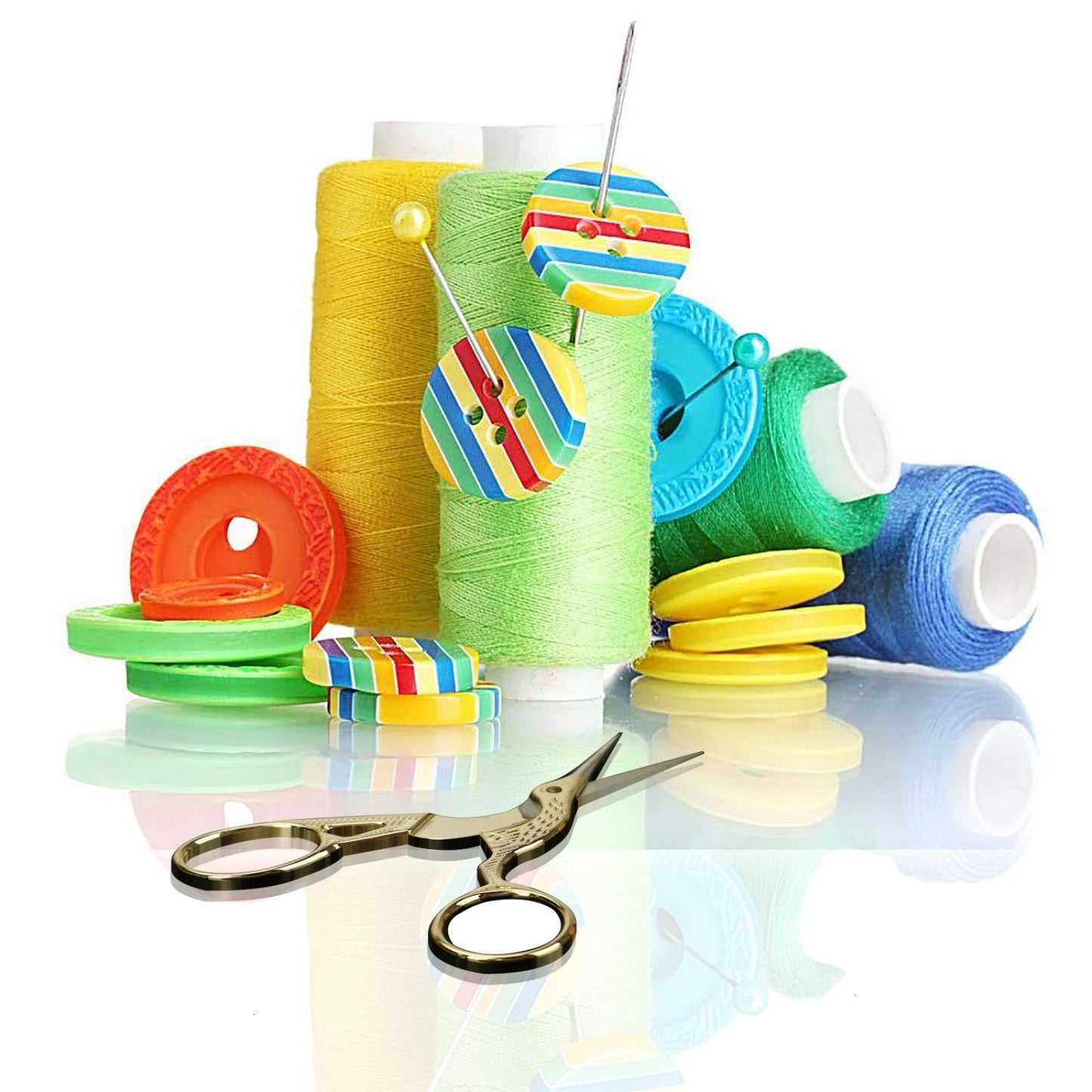 AQUEENLY Embroidery Scissors, Stainless Steel Sharp Stork Scissors for Sewing Crafting, Art Work, Threading, Needlework - DIY Tools Dressmaker Small Shears - 2 Pcs (3.6 Inches, Gold)