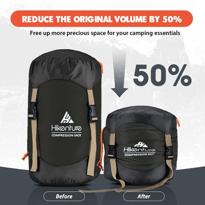 Hikenture Compression Sack for Sleeping Bag, Upgrade Anti-Tear Nylon Sleeping Bag Stuff Sack, 10L/14L/20L/30L Water-Resistant Compression Bag, Storage Bag (Dark Green, 14L)