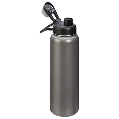 Amazon Basics Large Stainless Steel Insulated Water Bottle, Spout Lid, 30.1 ounces, Gray