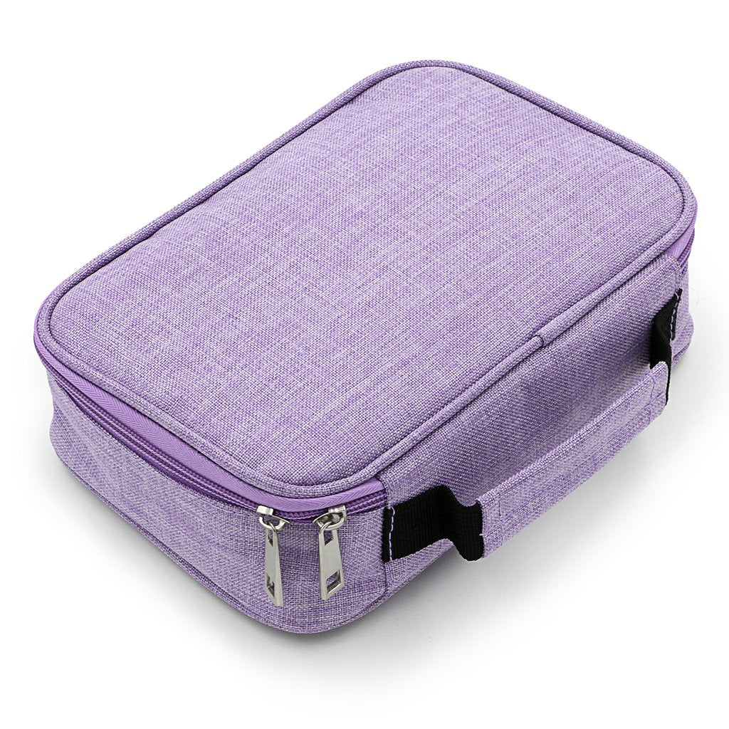 BTSKY® High Capacity Zipper Pens Pencil Case- Multi-Functional Stationery Pouch 72 Slots Colored Portable Pencil Bags With 2 Removable Sleeves(Purple)