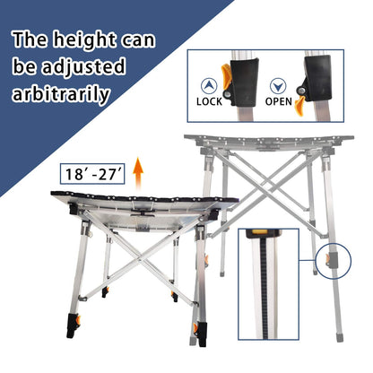 CampLand Aluminum Table Height Adjustable Folding Table Camping Outdoor Lightweight for Camping, Beach, Backyards, BBQ, Party