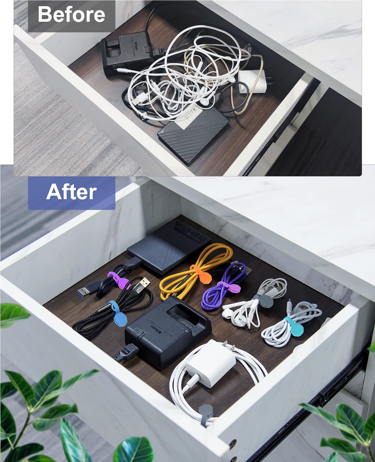 8PCS Silicone Magnetic Cable Ties & Clips, Cord Organizer [1S] Management Reusable Magnet Cable Organizer, Phone Cord Holder for Organizing, Bookmark Whiteboard Fridge Magnets etc