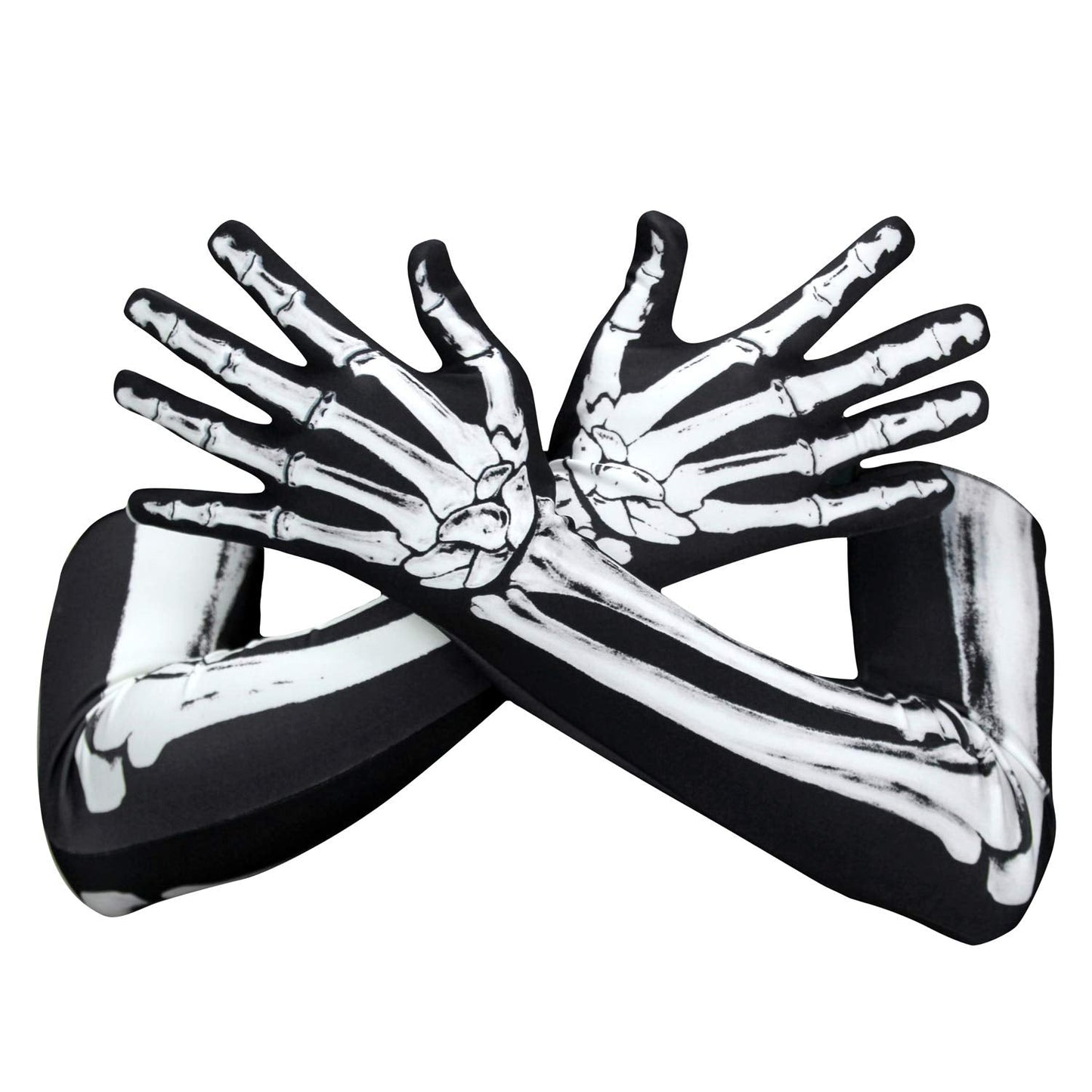 AXBXCX Skeleton Full Finger Wrist Bone Gloves Halloween Long Arm Length Dance Gloves Ghost-XT-03