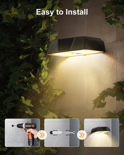 Brightown Solar Fence Lights Outdoor - 6 Pack Solar Deck Light with Warm White, Cool White, 7 RGB Color, Fade/Jump Modes, Solar Lights Outdoor Waterproof for Outside Yard Step