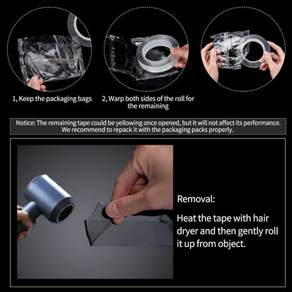 Art3d Double-Sided Mounting Tape (10FT), Multipurpose Removable Adhesive Foam Tape, Transparent, Household