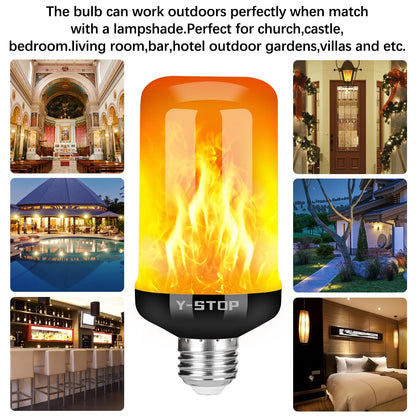 Y- STOP Upgraded LED Flame Light Bulbs, 4 Modes Flickering Light Bulb with Upside Down Effect, E26 Base Flame Bulb for Halloween Lights, Christmas Decorations Outdoor Indoor, Party Decor (2 Pack)
