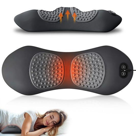 3 in 1 Electric Lumbar Support Pillow with Adjustable Height for Bed and Chair,Back Massager with Heat,Back Support Pillow for Lower Back Pain Relief,Waist Wedge Bolster (Black)
