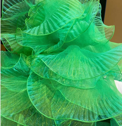 5 Yards Retro Ruffle Pleated Chiffon Trim Dress Bag Decoration Tulle Fabric Applique Trimming Craft Sewing (Azure Green)