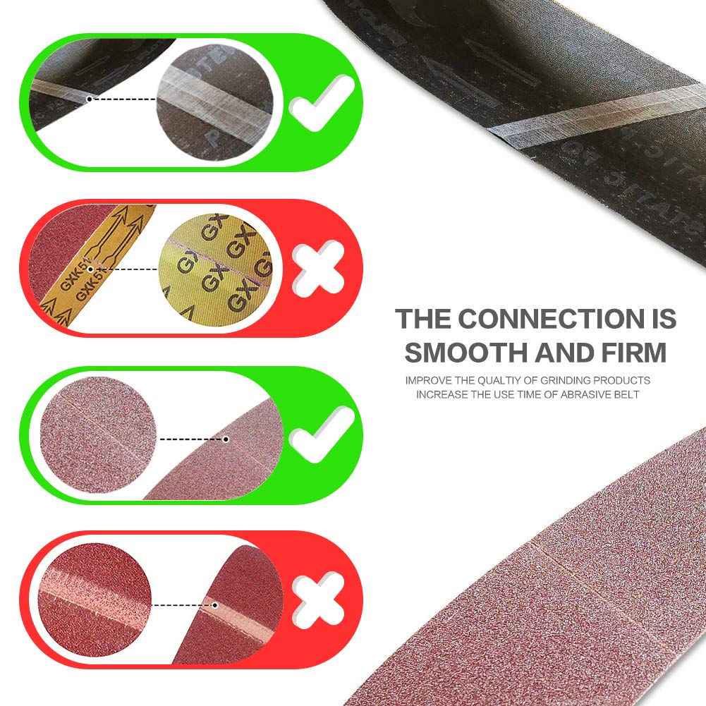 4x36 4 x 36 inch Sanding Belt Pack 4-Inch x 36-Inch,12 Pcs(4 Each of 80 120 150 Grits) Aluminum Oxide for Sander