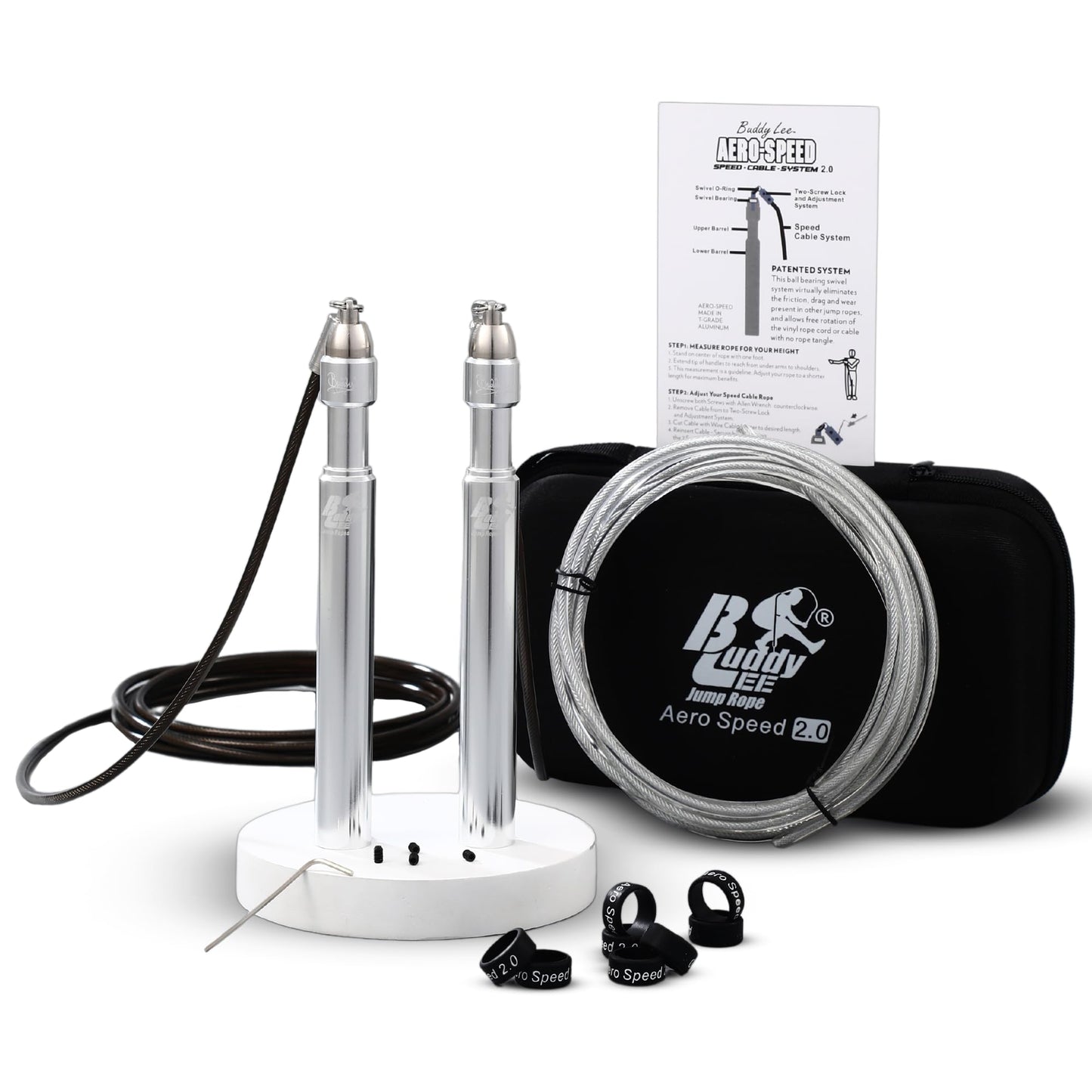 Buddy Lee Aero Speed Jump Rope 2.0 Upgraded Version with Sonic Rocket Speed Swivel Bearing | Tangle-Free & Adjustable Jump Rope for Men & Women - For Fitness, Double-Unders, and Cross-Training