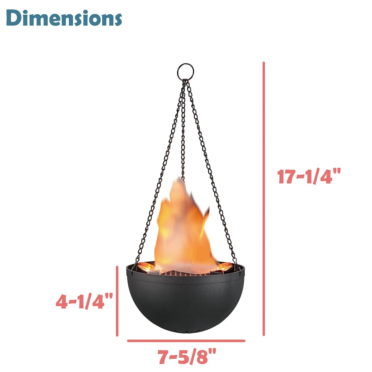 Aspen Creative 61168-02-1, Hanging Fire Flame Light Prop for Halloween, Christmas and Party Decor Black