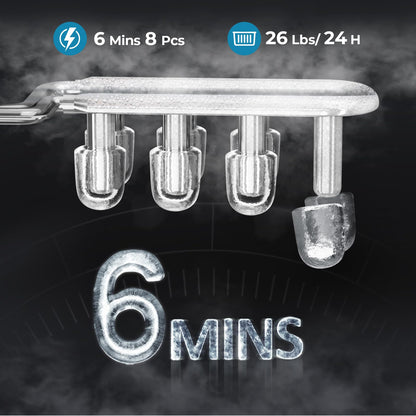 Antarctic Star Countertop Ice Maker Machine, 8 Ice Cubes in 6 mins, 26lb/Day Ice with 2 Sizes- Portable Mini, Energy Saving & Basket/Scoop for Home/Party/Travel/Camping/Bar, Dark Black