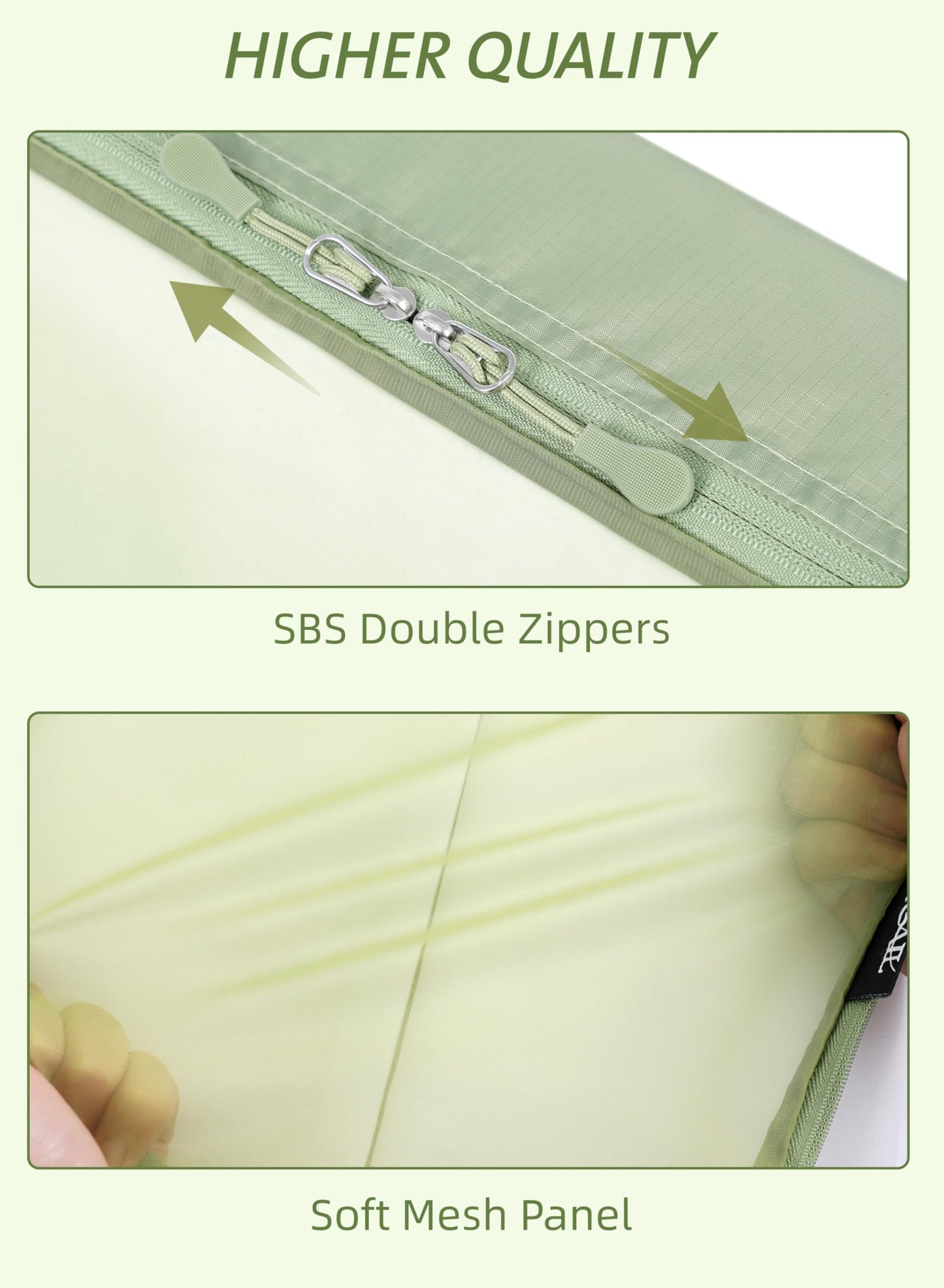 Bagail Ultralight Packing Cubes 7 Set, 3 Compression Packing Cubes 3 Packing Organizers With 1 Shoe Bag-Matcha Mesh