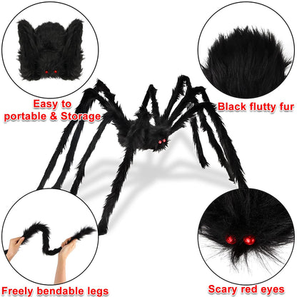 Aiduy Outdoor Halloween Decorations Scary Giant Spider Fake Large Spider Hairy Spider Props for Halloween Yard Decorations Party Decor, Black (1 Pack)