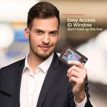 BULL GUARD RFID Magnetic Money Clip Men's Wallet Crafted from Genuine Leather, Slim Front Pocket Minimalist Card Case With 4 Credit Card Slots, ID and Middle Pocket