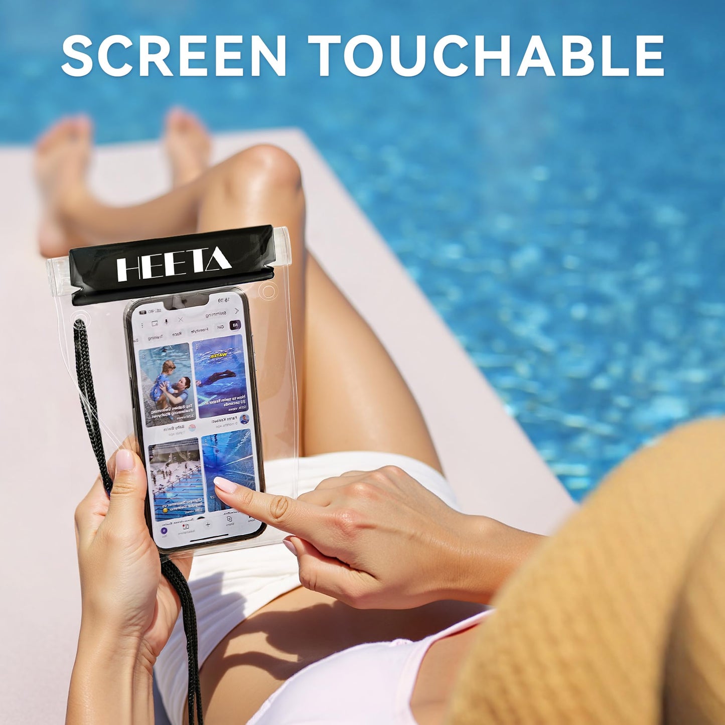 HEETA 5-Pack Clear Waterproof Dry Bag, Water Tight Cases Pouch Dry Bags for Camera Mobile Phone Maps, Kayaking Boating Document Holder (Black)