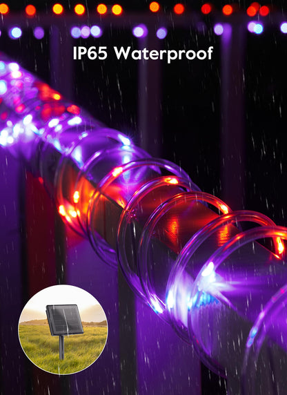 Brightown Solar Halloween Lights Outdoor, 39FT 100 LED String Lights With 8 Modes, Decoration Outdoor, Waterproof Solar String Lights for Outside Tree Yard Party, Orange & Purple