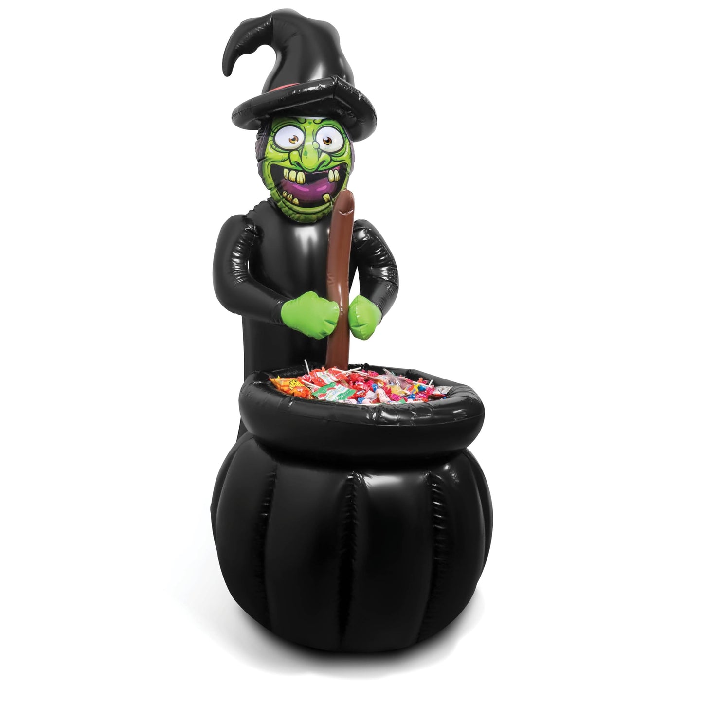 48" Inch Summerween Inflatable Witches Cauldron Outdoor Halloween Candy Holder Bowl - Up to 72 Drink Beverage Cooler and Ice Chest Halloween Party - Inflables De Enfriador Candy Caldron